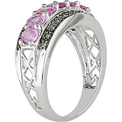 10k Gold Pink Sapphire and 1/10ct TDW Diamond Ring  