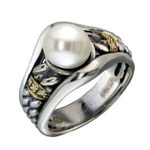   and .925 Sterling Silver Freshwater Pearl and Diamond Ring TR 10051 AM