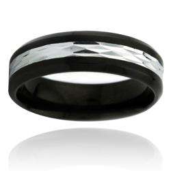 Two Tone Blackplated Stainless Steel Mens Ring  