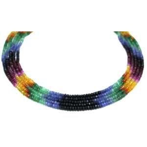   Strands Sapphire and Emerald Beads Beaded Necklace 17 Long Gino