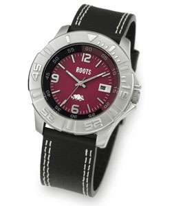 Roots Fast Track Mens Red Dial Leather Strap Watch  
