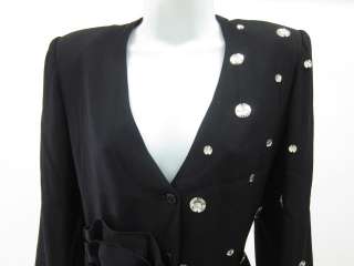   black jeweled flower jacket blazer size 40 this jacket is black with a