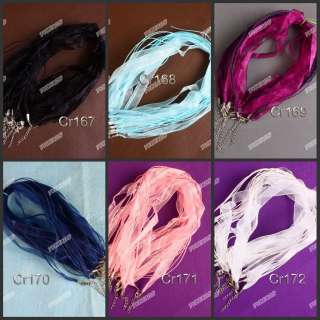 Wholesale 100pcs Mixed Colour Silk Ribbon Adjustable Necklace Findings 