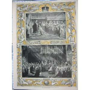  1838 CORONATION QUEEN WESTMINSTER ABBEY OLD PRINT: Home 