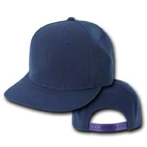 Navy Blue Vintage Style Snap Back Flat Bill Adjustable Baseball Cap 