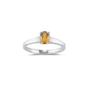  0.33 Ct Citrine Solitaire Ring in 18K White Gold 8.5 