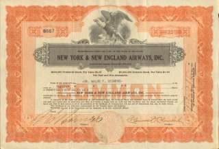 New York & New England Airways  Clarence Chamberlin autograph stock 