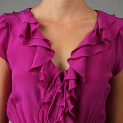 CC Couture Womens Fuchsia Silk Ruffled Dress  Overstock
