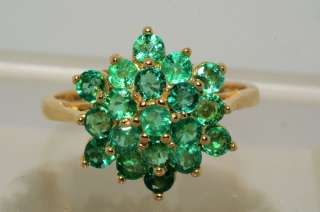 17CT ROUND CUT CLUSTER EMERALD RING SIZE 7  