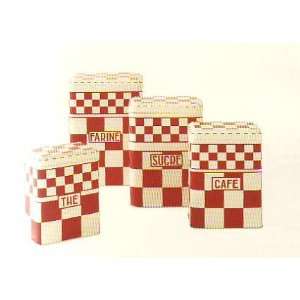 Red Checked Tin Cannister Set:  Kitchen & Dining