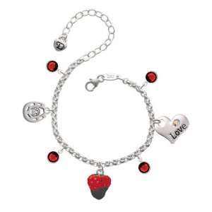  3 D Chocolate Dipped Strawberry Love & Luck Charm Bracelet 