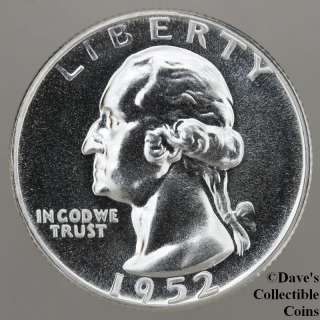 1952 Superbird Gem Proof Silver Washington Quarter Coin  