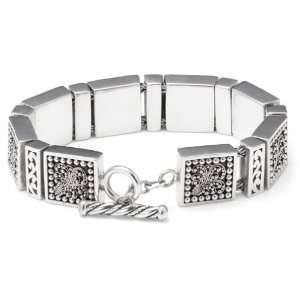  Sterling Silver Granulated Squares Bracelet by Lois Hill 