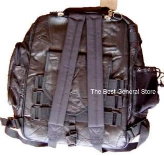 3pc Black Genuine Leather Motorcycle Sissy Bar Tool Barrel Bag 
