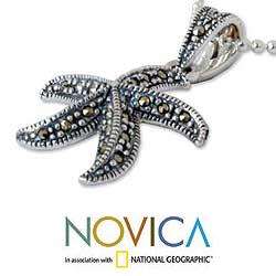 Sterling Silver Starfish Dance Marcasite Necklace (Thailand 