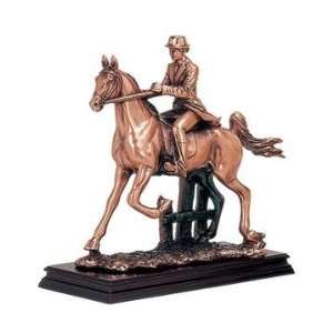   Bronze Color Horseback Racing Lady Figurine Statue