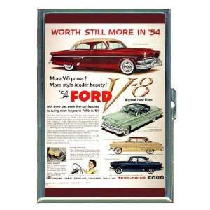 Ford 1954 Vintage Color Car Ad ID Holder Cigarette Case or Wallet Made 