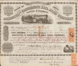 1863 Marietta and Cincinnati Railroad  JOHN MILLS autograph  