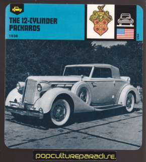 1936 PACKARD 12 CYLINDER V 12 CAR PHOTO CARD Auto Rally  
