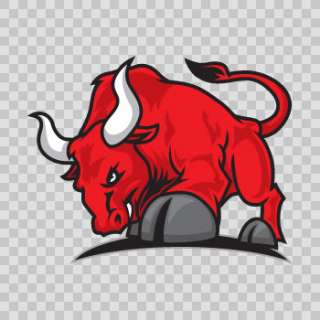 Decal Sticker Angry Red Bull flames Attack 4X4 Truck Helmet Racing 