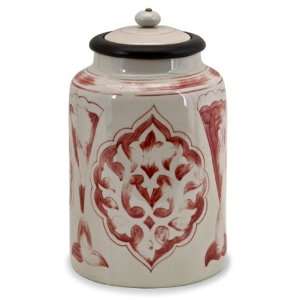   Ceramic Kitchen Canister with Red Designs by Gordon: Kitchen & Dining