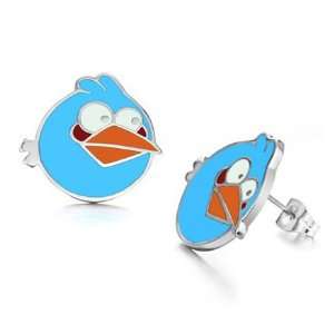 Fashion Stainless Steel Blue Angry Birds Shape Stud Earrings for Lady 