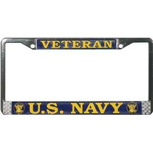    U.S. Navy Veteran Chrome Metal License Plate Frame: Automotive