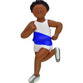  7017 Male African American Running Christmas Ornament 