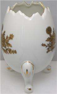 Napcoware Vintage 3 footed Egg Vase Japan Gold Embossed  