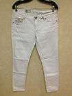NWT Womens Grace in L.A. Jeans Size11 White Rhinestone Denim Pant Sexy 