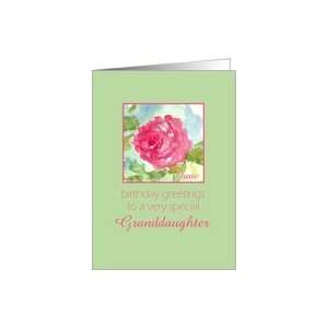 Happy June Birthday Granddaughter Rose Flower Watercolor Painting Card 