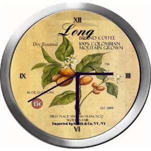 LONG 14 Inch Coffee Metal Clock Quartz Movement  Kitchen 