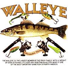 WALLEYE WITH RODS AND LURES FISHING T SHIRT S/S W/PKT  