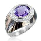 My Love Wedding Ring Enamel Natural Amethyst and Diamond Ring in 