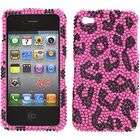 Apple iPhone 4 Verizon Full Bling Hot Pink Leopard Snap On Protector 