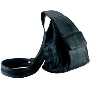 Black Genuine Lambskin Leather Backpack Purse Sling Bag Tote  