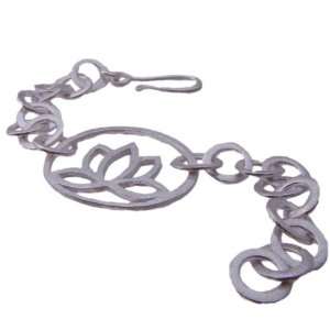  Sterling Silver Matte Lotus Link Bracelet: Jewelry