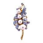   Gold Bouquet Of Pearls Diamond Encrusted On Each Leave Wedding Brooch