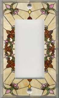 Light Switch Plate Cover   Art Nouveau   Stained Glass Pattern 01 