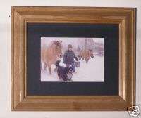 Robert Duncan boy dog horse feed bucket picture framed  