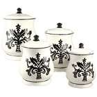  Hand painted Black and White 4 piece Canister Set