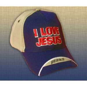    Feather Lite Adjustable Cap I Love Jesus Blue/Tan 