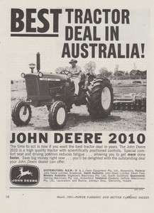 Vintage 1967 JOHN DEERE 2010 TRACTORS Advertisement  