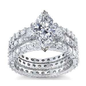  2.80 Total Carat Marquise & Round Diamond Eternity Bridal Set 