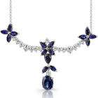    Multishape Sapphire & White CZ Gemstone Necklace in Sterling Silver