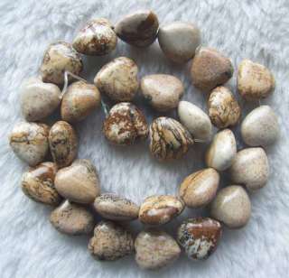 15.5inch 14mm Natural Picture Jasper Heart Beads  