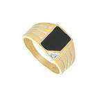 FineJewelryVault Onyx and Diamond Mens Ring : 14K Yellow Gold