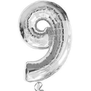  34 Inch Silver Number 9 Shaped Balloons: Toys & Games