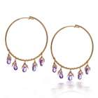   Jewelry Designer Inspired Briolette Amethyst Gold Filled Hoop Earrings