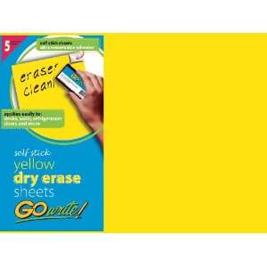  Gowrite Dry Erase Sheets, 8.25 X 11 Inches, Yellow, 5 Sheets 